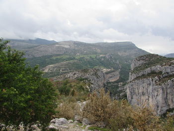 Scenic view of mountains against sky