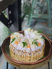 High angle view of ice cream in container
