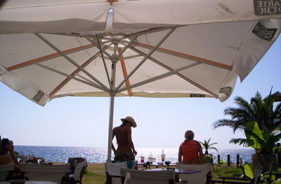 People relaxing on beach