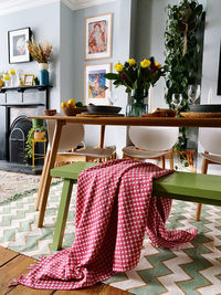 Potted plants on table at home