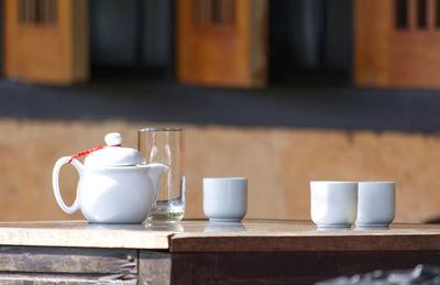 Close-up of coffee cup on table