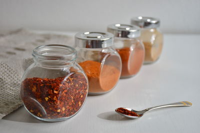 Close-up of spices on table