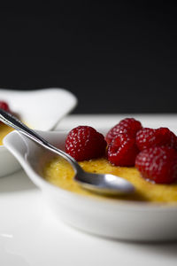 Close-up of strawberries in plate