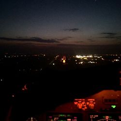 Aerial view of city at night