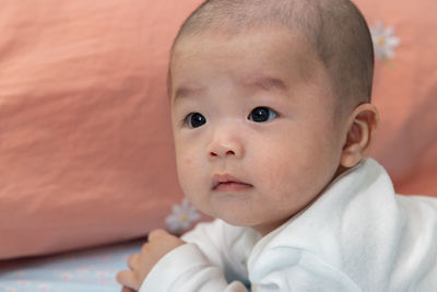 Close-up portrait of cute baby boy