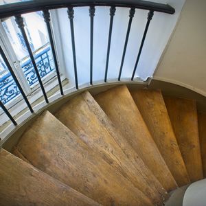 High angle view of spiral staircase in building