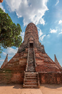 Low angle view of temple against cloudy sky