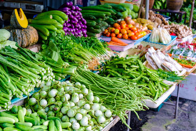 Vegetables for sale at market stall