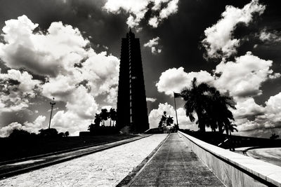 Empty road against cloudy sky