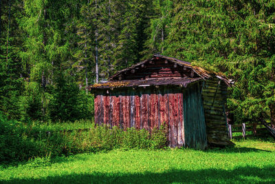 Old alpine hut in the dolomites, italy.