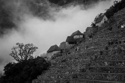 Low angle view of steps against sky