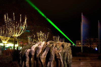 View of illuminated sculpture at night