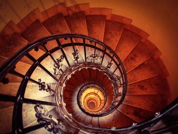 High angle view of spiral staircase