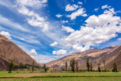 Scenic view of urubamba valley against sky
