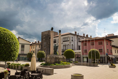 Buildings against sky in city