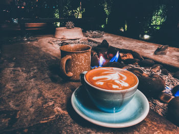 Coffee cup on table