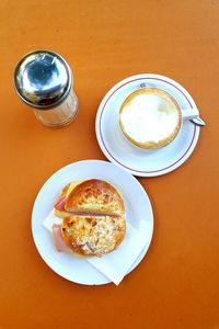 High angle view of food on table