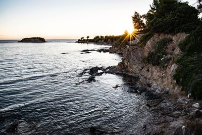 Scenic view of sea against clear sky