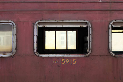 Close-up of old train window