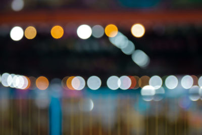 Low angle view of defocused lights