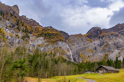 Scenic view of landscape and mountains against sky