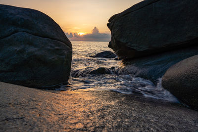 Scenic view of sea against sky during sunset