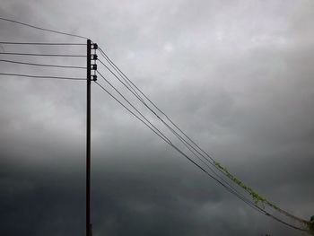 Low angle view of power lines against sky