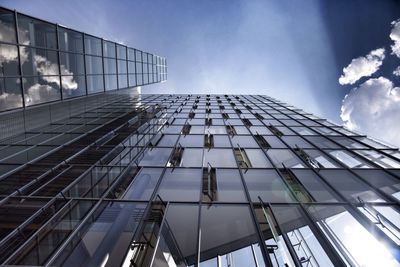 Low angle view of modern building against sky