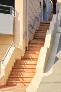 Low angle view of spiral staircase of building