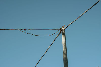 Low angle view of cables against clear sky