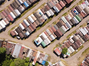 High angle view of residential buildings