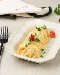 Close-up of food in plate on table