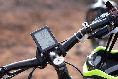 Close-up of bicycle sign