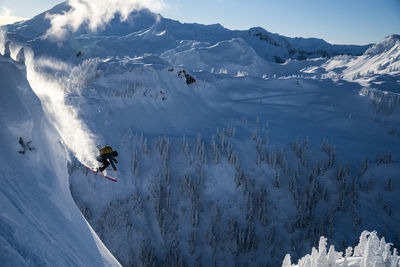 Man skiing in backcountry at mt. baker, washington