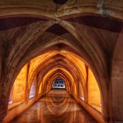 Interior of illuminated historic building