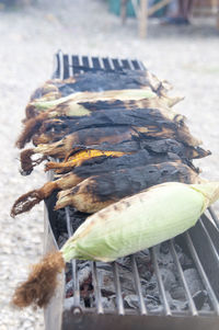 Close-up of food on grill