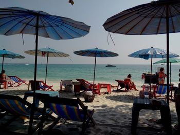 View of boats at beach