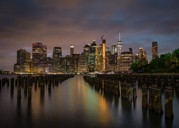 Panoramic view of river and buildings against sky