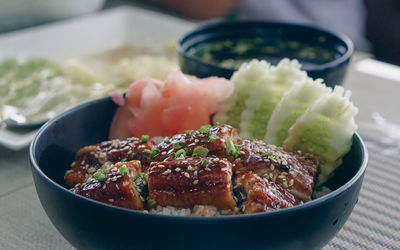 Close-up of food in bowl on table