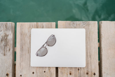 High angle view of sunglasses on table