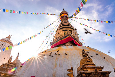 Low angle view of traditional building against sky