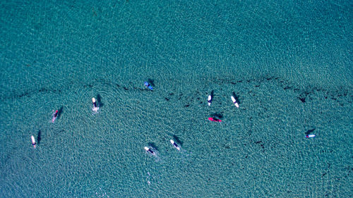 Aerial view of boats on sea