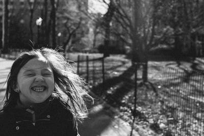 Happy girl in park