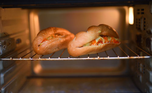 Close-up of meat on barbecue grill