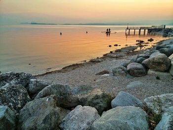 Scenic view of sea against sky during sunset