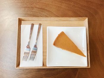 High angle view of dessert in plate on table