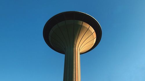 Low angle view of pole against clear blue sky