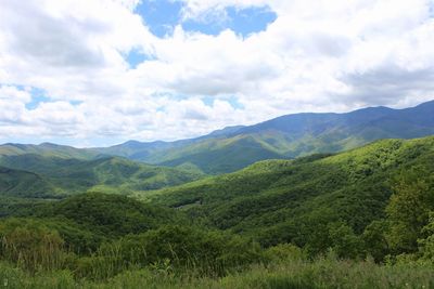 Scenic view of mountains against sky