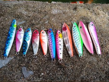 High angle view of fishing lure