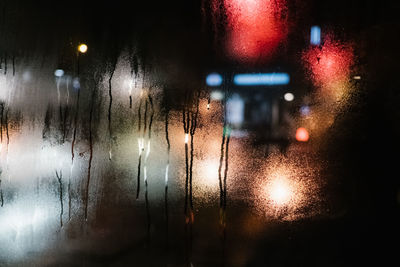 Wet glass window in rainy season